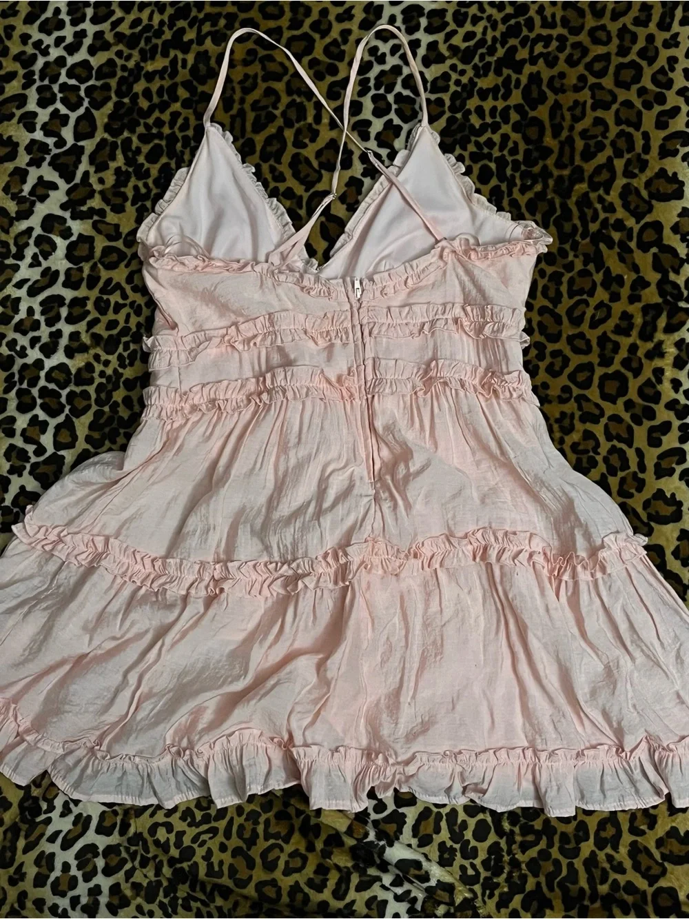 Peachy Pink Ruffle-Trim Chemise with Adjustable Straps
